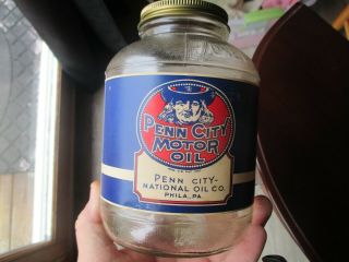 Penn City Motor Oil Quart Jar