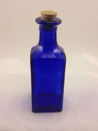 Vintage Cobalt Blue Bottle With Cork (28x10x16)
