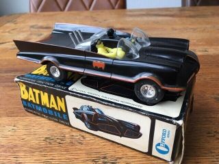 Rare Boxed Plastic Clifford Hoover Batmobile With Batman And Robin,  Friction