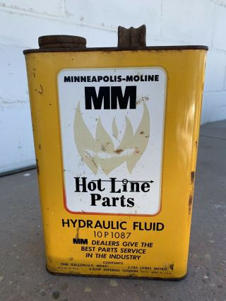 Vintage Minneapolis Moline Hydraulic Oil One Gallon Metal Can Gas Station Sign
