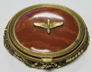 Vintage WW2 WWII US Army Air Corps Pilot Gold Tone Mesh Compact Powder Case 2