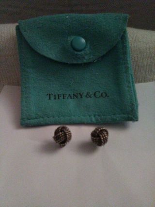 Tiffany & Co Sterling Silver 925 Knot Earrings Post W/original Backs