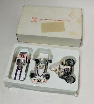 1976 Evel Knievel Ideal Precision Miniatures 3 Pc Die Cast Gift Set Boxed