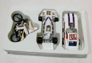 1976 EVEL KNIEVEL Ideal Precision Miniatures 3 Pc Die Cast Gift Set Boxed 2