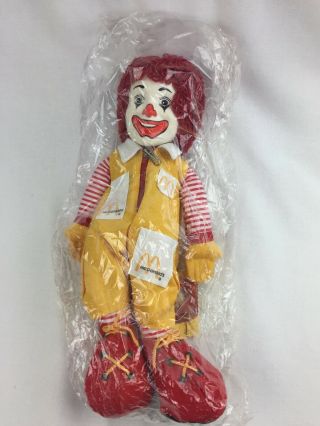 Vintage 1984 Ronald Mcdonald Doll Plush In Plastic Bag Plastic Face 15”