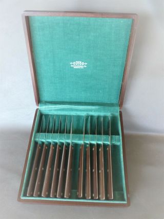 Vintage Cutco Brand Set Of 11 Steak Knives 47,  2147078 With Wood Case