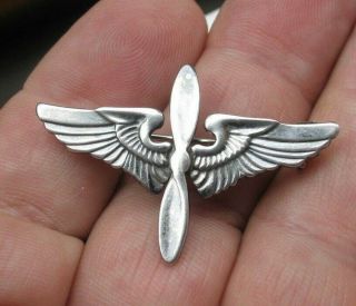Vtg Wwii Sterling Silver Air Force Pilot Wings Propeller Sweetheart Pin