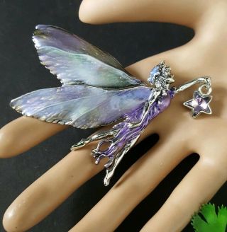 Kirks Folly Large Enamel Astral Fairy Crystal Star Brooch Pin Limited Edition