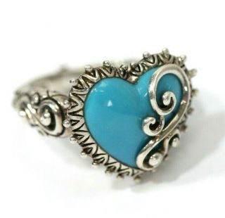 Barbara Bixby " Heart " 925 Sterling Silver Womens Turquoise Ring: Size 7,  9.  8 Gr.