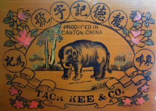 C1910 - 20 Htf Canton Tack Kee & Co.  Wooden Lacquered Elephant Tea Box - Find