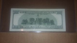 Vintage - Series 1996 $100 US One Hundred Dollar Bill.  AA 72061860A 2