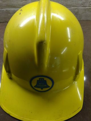 Vintage Msa Bell System Telephone Hard Hat Workman Lineman Safety Helmet Yellow