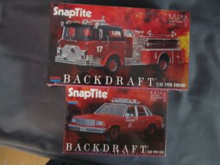 Monogram 6250&6240 Backdraft Fire Chief Car,  Fire Engine.  Two Kits.
