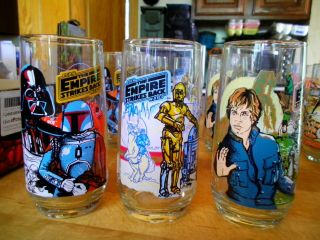 1980 Star Wars The Empire Strikes Back Coca - Cola Set Of 3 Glasses