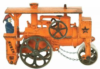 Large Ca1930 Cast Iron Huber Road Construction Steam Roller By Hubley Mfg.  Co.