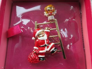 Signed Butler And Wilson Large Enamel Santa And Angel Brooch Christmas
