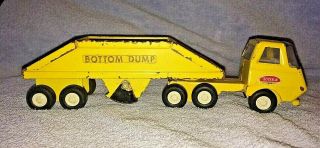 Vintage 9” Metal Yellow Tonka Bottom Dump Truck And Trailer 55160