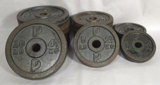 102 Pounds Vintage 1” Standard Weight Plate Set Home Gym Fitness Exercise Iron