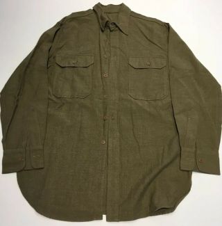 Wwii U.  S.  Army Military Wool Flannel Shirt 15x32 Vg