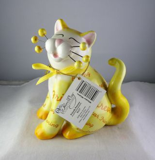 Amy Lacombe Whimsiclay Friends Forever Yellow Cat Figurine