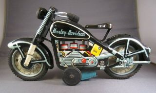 Harley Davidson Tin Toy Motorcycle 1959 Tn Nomura With Friction Piston Action