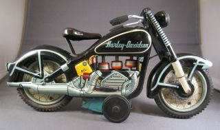 HARLEY DAVIDSON TIN TOY MOTORCYCLE 1959 TN NOMURA with FRICTION PISTON ACTION 2