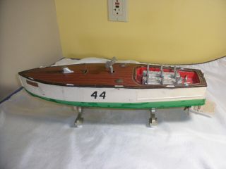 Vintage 1930s Lionel Craft Wind Up No.  44 Speed Boat W/ Stand & Key