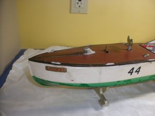 Vintage 1930s Lionel Craft Wind Up No.  44 Speed Boat w/ Stand & Key 2