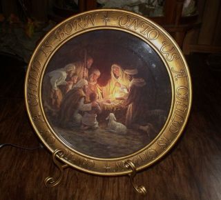 ROBERT STANLEY THE PROMISE OF CHRISTMAS LIGHTED NATIVITY SET SCENE CHARGER STAND 2
