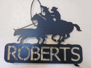 Team Ropers Mailbox Topper (your Name) Steel Textured Black Powder Coat