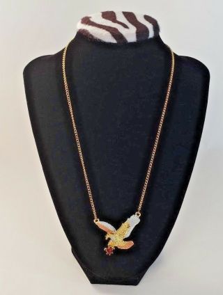 American Eagle 2 Toned With Red Ruby Gold Neclace Women 