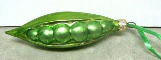 Christopher Radko? Neon Lime Green " Peas In A Pod Blown Glass Christmas Ornament