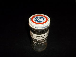 Vintage Amc American Motors Corporation Automotive Glass Bottle Jar W/ Metal Lid