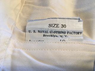 Vtg.  Ww2/korea Us Navy White Bell Bottom Button Fly Deck Pants Measure W30 L31