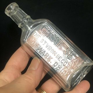 Laudanum Opium Glass Bottle Great Seal Styron Beggs Co Newark Ohio Pharmacy