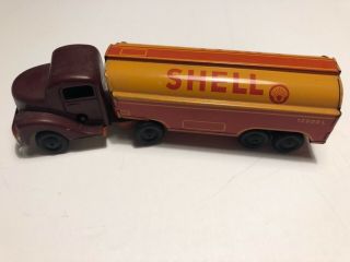 Vintage Us Zone German Tin Toy Windup Semi Truck Trailer Shell Oil