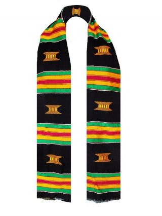Black And Gold African Kente Cloth Stole/sash.  Graduation Dp2169