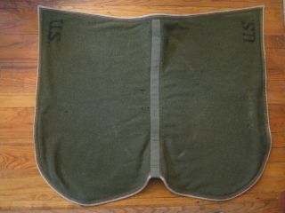 Vintage U.  S.  Military Cavalry Olive Green Wool Under Saddle Pad Blanket