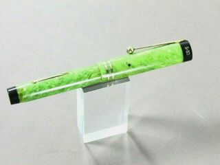 Sheaffer 5 - 30 Junior Fountain Pen In Jade With Black Bands & 14k Gold Plated Nib
