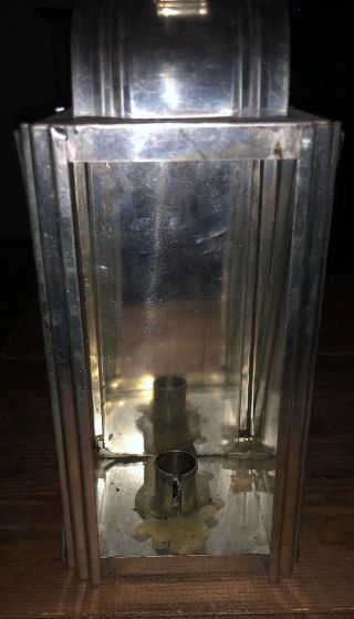 Vintage Hanging Candle Holder Metal Lantern With Glass Sides 2