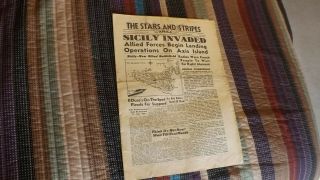 The Stars And Stripes Newspaper July 10,  1943 Sicily Is Invaded