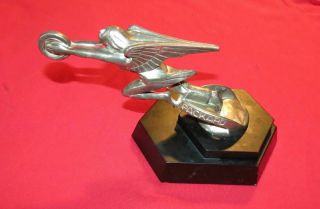 Franklin " Packard " Hood Ornament On Base 8 " L X 4 " H.  Silver Plated