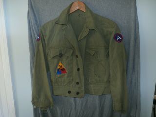 Vintage Antique Wwii Us Military Army Green Canvas Shirt Jacket 714th Tank Batt