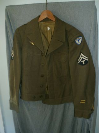 Vintage Antique Wwii Us Military Green Wool Ike Coat Jacket 87th Infantry