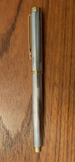 Vintage Waterman Gentleman Sterling Silver Fountain Pen 18k Gold Nib France