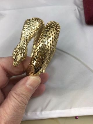 Whiting And Davis Mesh 2 Coil Snake Expandable Bracelet Gold Tone