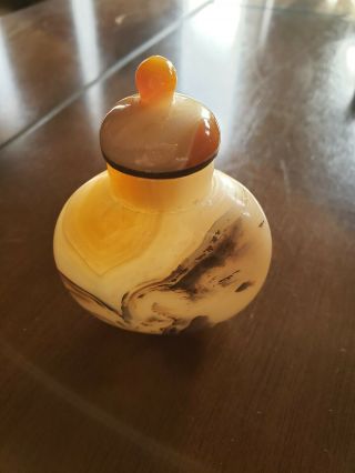 Old Chinese Agate Snuff Bottle Well Carved.