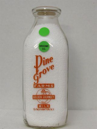 Sspq Milk Bottle Pine Grove Farms Dairy Binghamton Ny Broome County Guernsey 2 - C