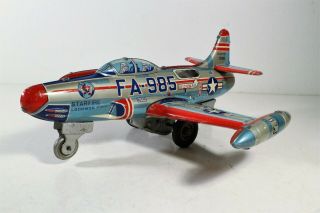 Usaf Starfire Military Airplane,  Japan (yonezawa) Tin Toy 1950s Exc Sparks