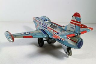 USAF STARFIRE MILITARY AIRPLANE,  Japan (Yonezawa) tin toy 1950s EXC sparks 3
